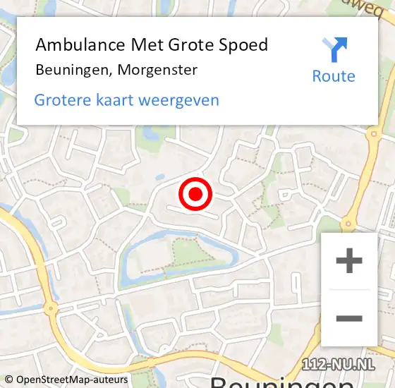 Locatie op kaart van de 112 melding: Ambulance Met Grote Spoed Naar Beuningen gld, Morgenster op 14 juni 2015 01:20