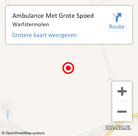Locatie op kaart van de 112 melding: Ambulance Met Grote Spoed Naar Warfstermolen op 14 juni 2015 10:19