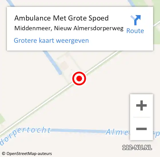 Locatie op kaart van de 112 melding: Ambulance Met Grote Spoed Naar Middenmeer, Nieuw Almersdorperweg op 14 juni 2015 12:09