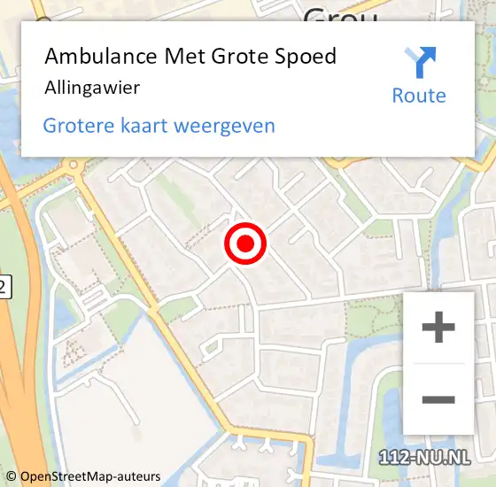 Locatie op kaart van de 112 melding: Ambulance Met Grote Spoed Naar Allingawier op 14 juni 2015 13:42