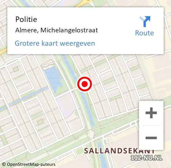 Locatie op kaart van de 112 melding: Politie Almere, Michelangelostraat op 14 juni 2015 15:09