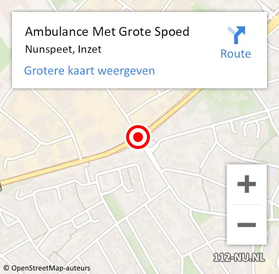 Locatie op kaart van de 112 melding: Ambulance Met Grote Spoed Naar Nunspeet, Inzet op 14 juni 2015 18:33