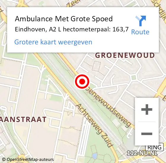 Locatie op kaart van de 112 melding: Ambulance Met Grote Spoed Naar Eindhoven, A2 L hectometerpaal: 163,7 op 15 juni 2015 10:35