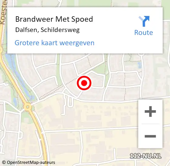Locatie op kaart van de 112 melding: Brandweer Met Spoed Naar Dalfsen, Schildersweg op 15 juni 2015 16:07