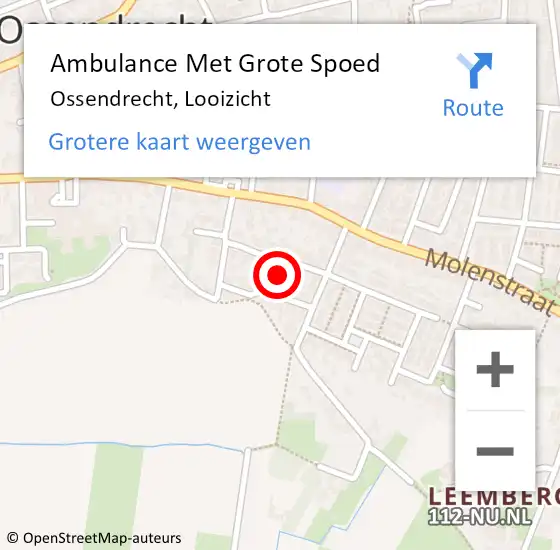 Locatie op kaart van de 112 melding: Ambulance Met Grote Spoed Naar Ossendrecht, Looizicht op 11 november 2013 08:16