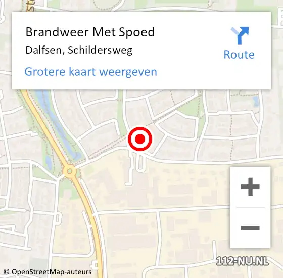 Locatie op kaart van de 112 melding: Brandweer Met Spoed Naar Dalfsen, Schildersweg op 16 juni 2015 07:59