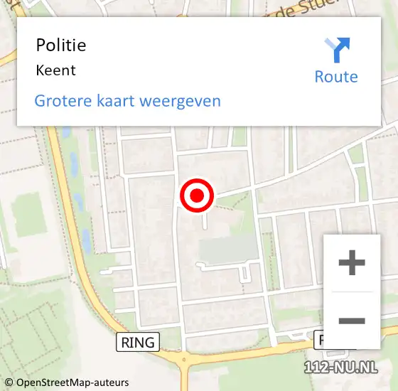 Locatie op kaart van de 112 melding: Politie Keent op 16 juni 2015 08:50