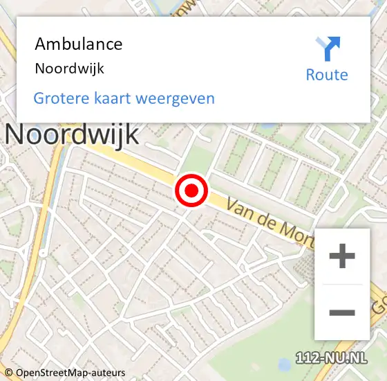 Locatie op kaart van de 112 melding: Ambulance Noordwijk, Exterslop op 16 juni 2015 10:39