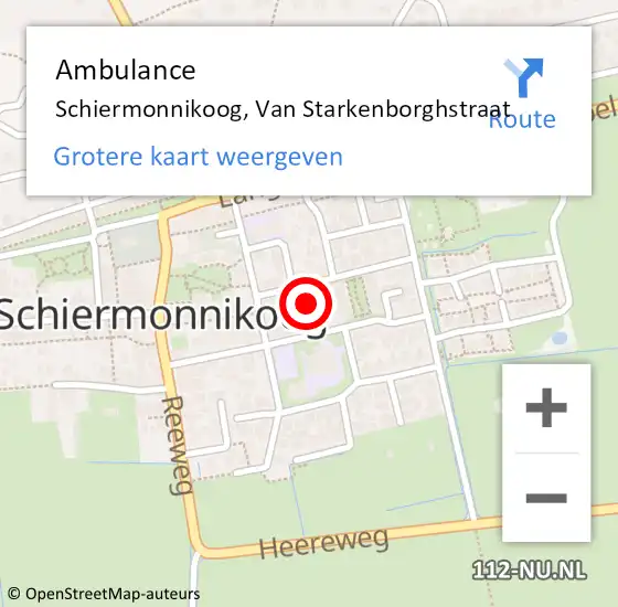 Locatie op kaart van de 112 melding: Ambulance Schiermonnikoog, Van Starkenborghstraat op 16 juni 2015 11:53