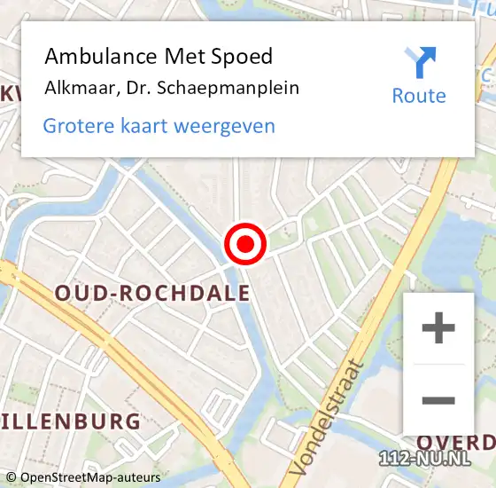 Locatie op kaart van de 112 melding: Ambulance Met Spoed Naar Alkmaar, Dr. Schaepmanplein op 17 juni 2015 01:34