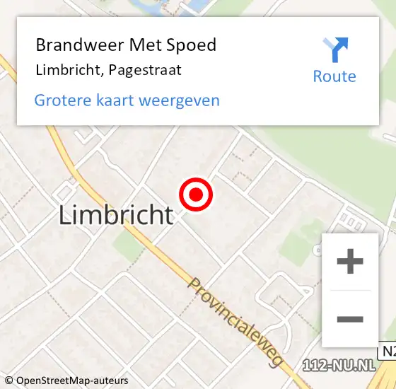 Locatie op kaart van de 112 melding: Brandweer Met Spoed Naar Limbricht, Pagestraat op 17 juni 2015 08:23