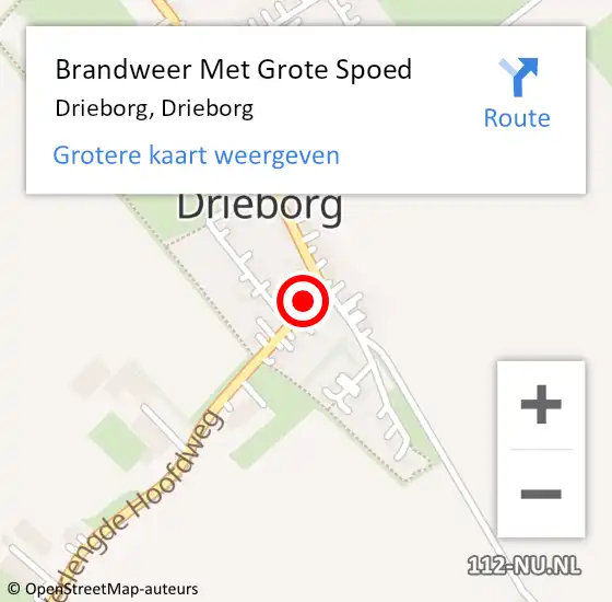 Locatie op kaart van de 112 melding: Brandweer Met Grote Spoed Naar Drieborg, Drieborg op 17 juni 2015 14:33