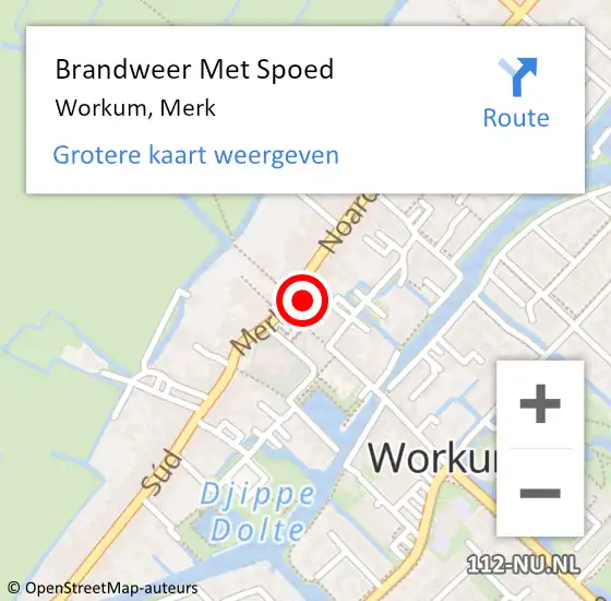 Locatie op kaart van de 112 melding: Brandweer Met Spoed Naar Workum, Merk op 17 juni 2015 21:06
