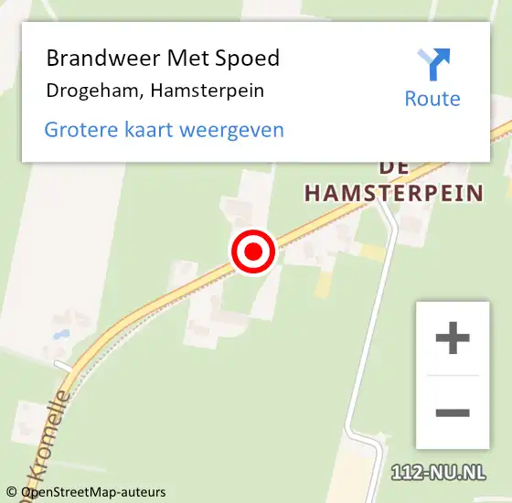 Locatie op kaart van de 112 melding: Brandweer Met Spoed Naar Drogeham, Hamsterpein op 18 juni 2015 06:30