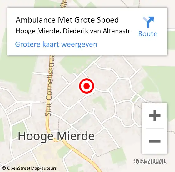 Locatie op kaart van de 112 melding: Ambulance Met Grote Spoed Naar Hooge Mierde, Diederik van Altenastr op 18 juni 2015 08:44