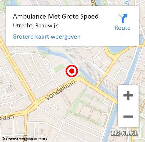 Locatie op kaart van de 112 melding: Ambulance Met Grote Spoed Naar Utrecht, Raadwijk op 19 juni 2015 00:06