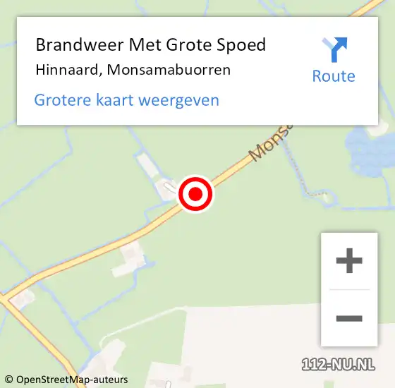 Locatie op kaart van de 112 melding: Brandweer Met Grote Spoed Naar Hinnaard, Monsamabuorren op 19 juni 2015 09:10