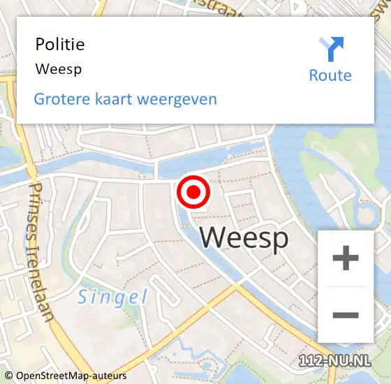 Locatie op kaart van de 112 melding: Politie Weesp op 19 juni 2015 15:03
