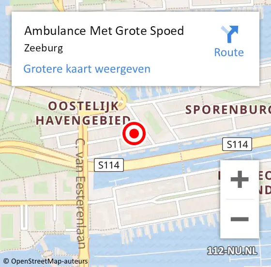 Locatie op kaart van de 112 melding: Ambulance Met Grote Spoed Naar Zeeburg op 20 juni 2015 00:46