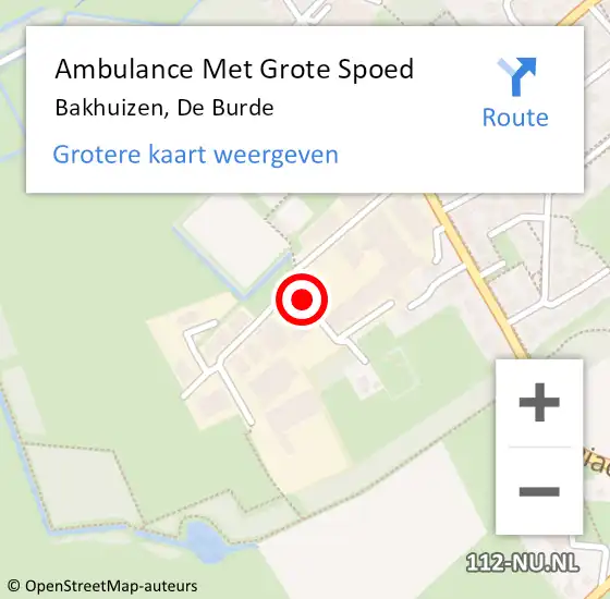 Locatie op kaart van de 112 melding: Ambulance Met Grote Spoed Naar Bakhuizen, De Burde op 20 juni 2015 12:52