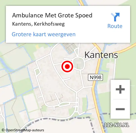 Locatie op kaart van de 112 melding: Ambulance Met Grote Spoed Naar Kantens, Kerkhofsweg op 20 juni 2015 19:07