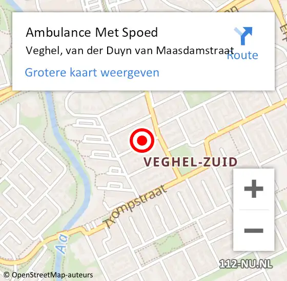 Locatie op kaart van de 112 melding: Ambulance Met Spoed Naar Veghel, van der Duyn van Maasdamstraat op 20 juni 2015 19:46