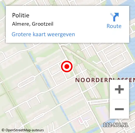 Locatie op kaart van de 112 melding: Politie Almere, Grootzeil op 20 juni 2015 21:38