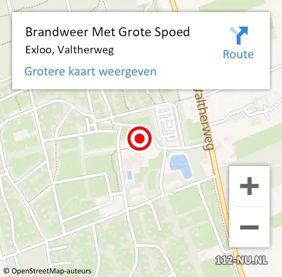 Locatie op kaart van de 112 melding: Brandweer Met Grote Spoed Naar Exloo, Valtherweg op 20 juni 2015 22:00