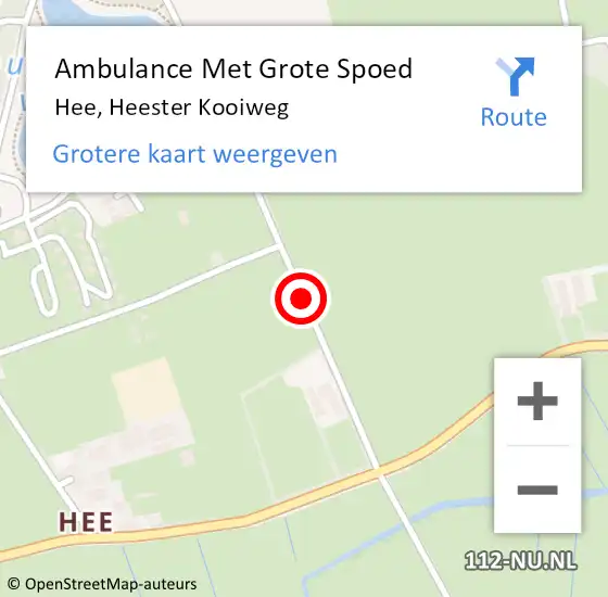 Locatie op kaart van de 112 melding: Ambulance Met Grote Spoed Naar Hee, Heester Kooiweg op 21 juni 2015 10:29