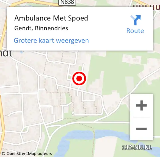 Locatie op kaart van de 112 melding: Ambulance Met Spoed Naar Gendt, Binnendries op 21 juni 2015 10:44