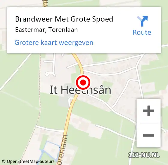 Locatie op kaart van de 112 melding: Brandweer Met Grote Spoed Naar Eastermar, Torenlaan op 21 juni 2015 14:42