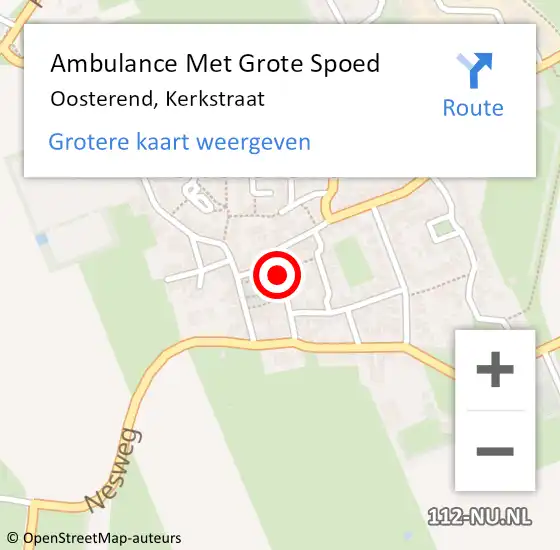 Locatie op kaart van de 112 melding: Ambulance Met Grote Spoed Naar Oosterend, Kerkstraat op 21 juni 2015 16:41