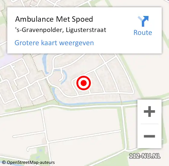 Locatie op kaart van de 112 melding: Ambulance Met Spoed Naar 's-Gravenpolder, Ligusterstraat op 21 juni 2015 17:21