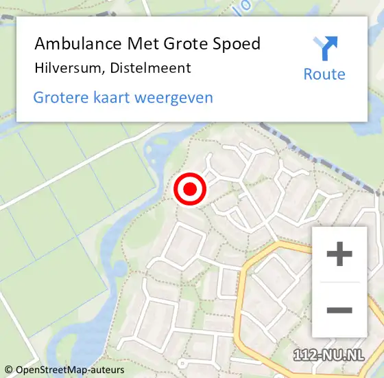 Locatie op kaart van de 112 melding: Ambulance Met Grote Spoed Naar Hilversum, Distelmeent op 21 juni 2015 17:41