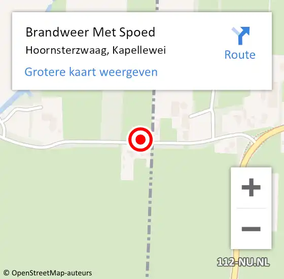 Locatie op kaart van de 112 melding: Brandweer Met Spoed Naar Hoornsterzwaag, Kapellewei op 22 juni 2015 10:42