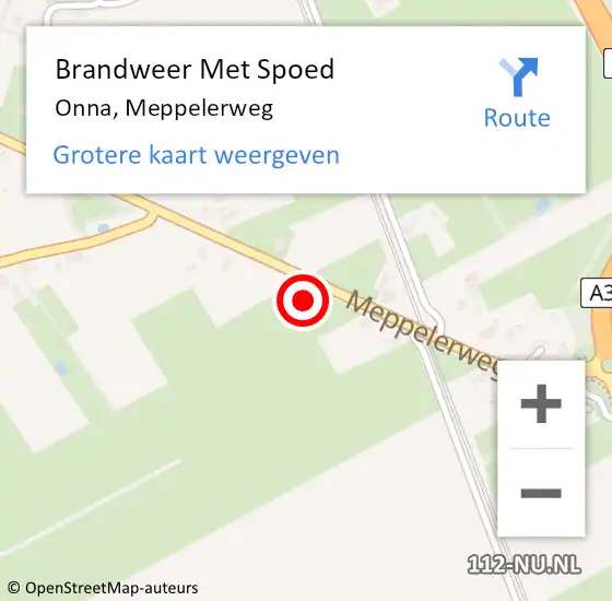 Locatie op kaart van de 112 melding: Brandweer Met Spoed Naar Onna, Meppelerweg op 22 juni 2015 13:11