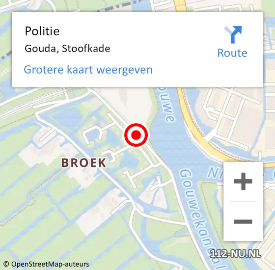 Locatie op kaart van de 112 melding: Politie Gouda, Stoofkade op 23 juni 2015 08:09