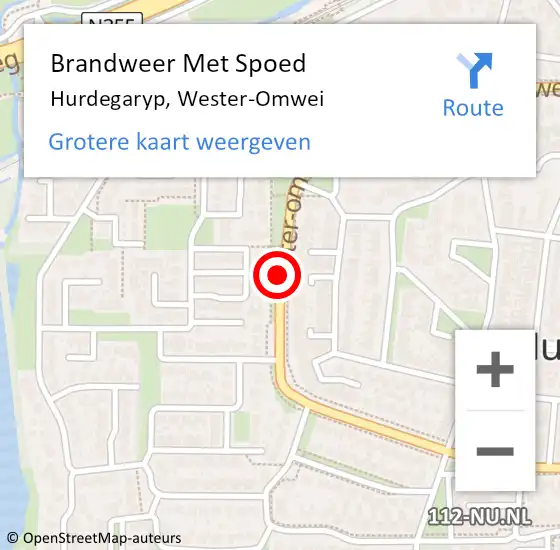 Locatie op kaart van de 112 melding: Brandweer Met Spoed Naar Hurdegaryp, Wester-Omwei op 11 november 2013 19:49