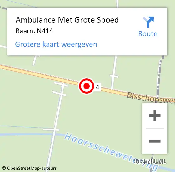 Locatie op kaart van de 112 melding: Ambulance Met Grote Spoed Naar Baarn, N414 op 23 juni 2015 16:15