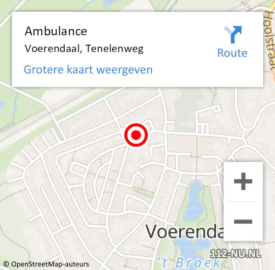 Locatie op kaart van de 112 melding: Ambulance Voerendaal, Tenelenweg op 24 juni 2015 13:25