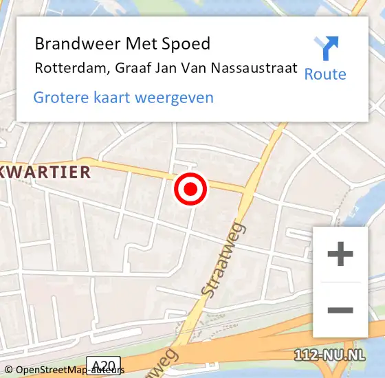 Locatie op kaart van de 112 melding: Brandweer Met Spoed Naar Rotterdam, Graaf Jan Van Nassaustraat op 24 juni 2015 15:41