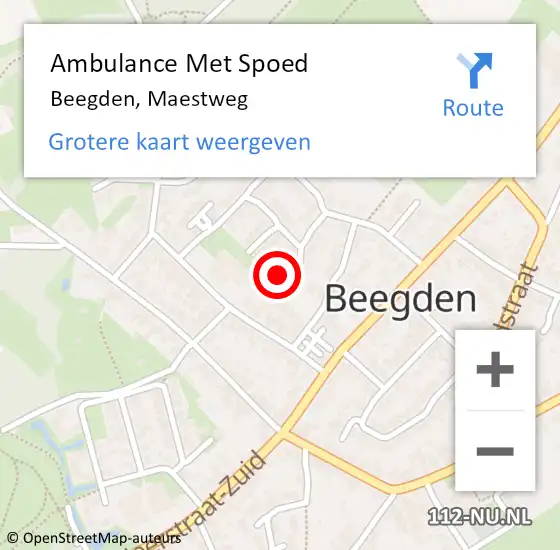 Locatie op kaart van de 112 melding: Ambulance Met Spoed Naar Beegden, Maestweg op 12 november 2013 00:22
