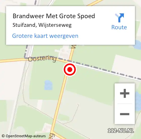 Locatie op kaart van de 112 melding: Brandweer Met Grote Spoed Naar Stuifzand, Wijsterseweg op 24 juni 2015 21:20