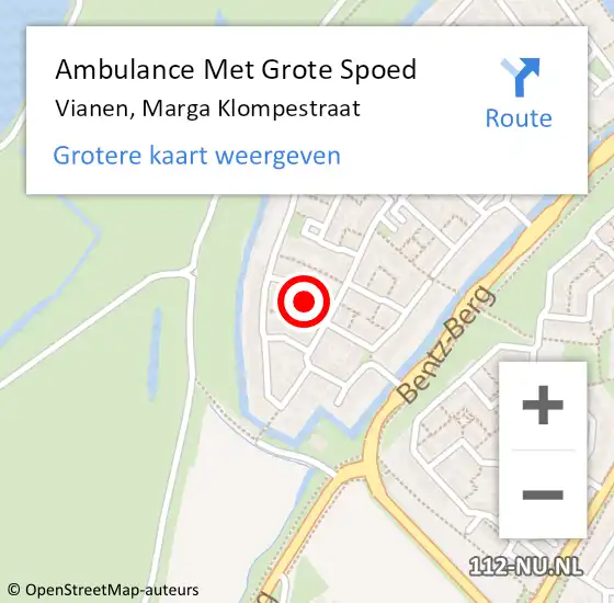 Locatie op kaart van de 112 melding: Ambulance Met Grote Spoed Naar Vianen, Marga Klompestraat op 25 juni 2015 03:16