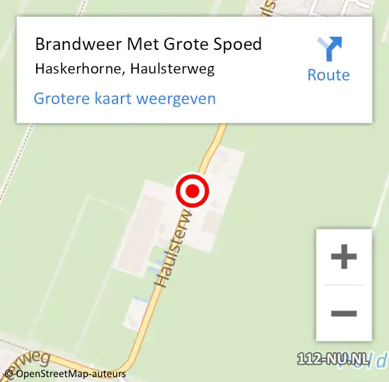 Locatie op kaart van de 112 melding: Brandweer Met Grote Spoed Naar Haskerhorne, Haulsterweg op 25 juni 2015 12:19
