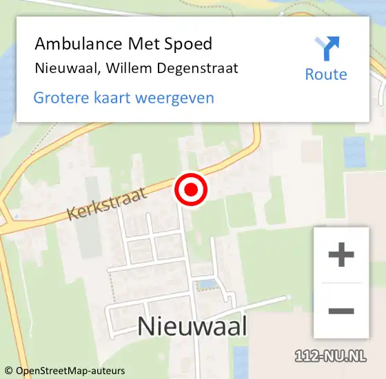 Locatie op kaart van de 112 melding: Ambulance Met Spoed Naar Nieuwaal, Willem Degenstraat op 25 juni 2015 18:10