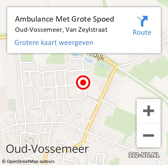 Locatie op kaart van de 112 melding: Ambulance Met Grote Spoed Naar Oud-Vossemeer, Van Zeylstraat op 25 juni 2015 18:43