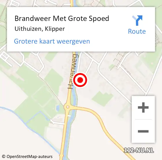 Locatie op kaart van de 112 melding: Brandweer Met Grote Spoed Naar Uithuizen, Klipper op 12 november 2013 07:29