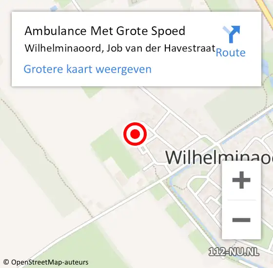 Locatie op kaart van de 112 melding: Ambulance Met Grote Spoed Naar Wilhelminaoord, Job van der Havestraat op 26 juni 2015 06:29
