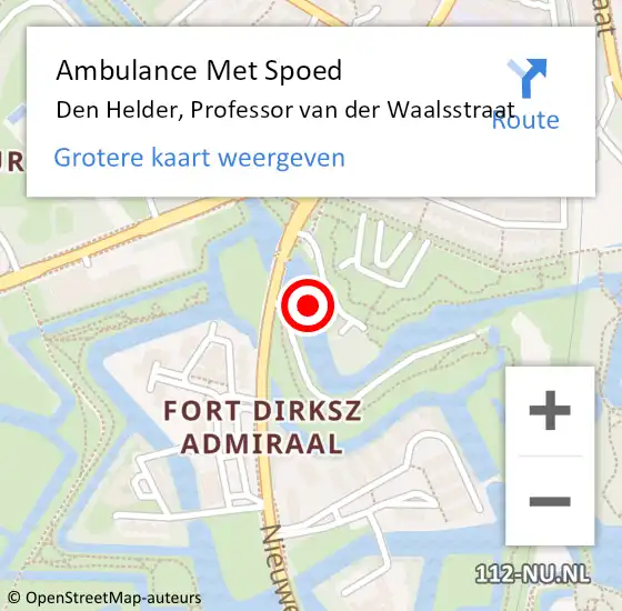 Locatie op kaart van de 112 melding: Ambulance Met Spoed Naar Den Helder, Professor van der Waalsstraat op 26 juni 2015 14:43